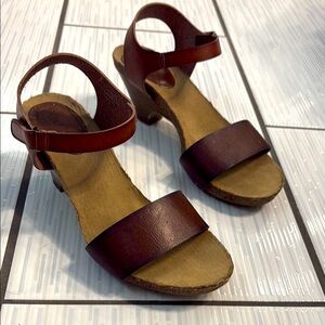 Relativity Brown Leather Sandals with Ankle Strap